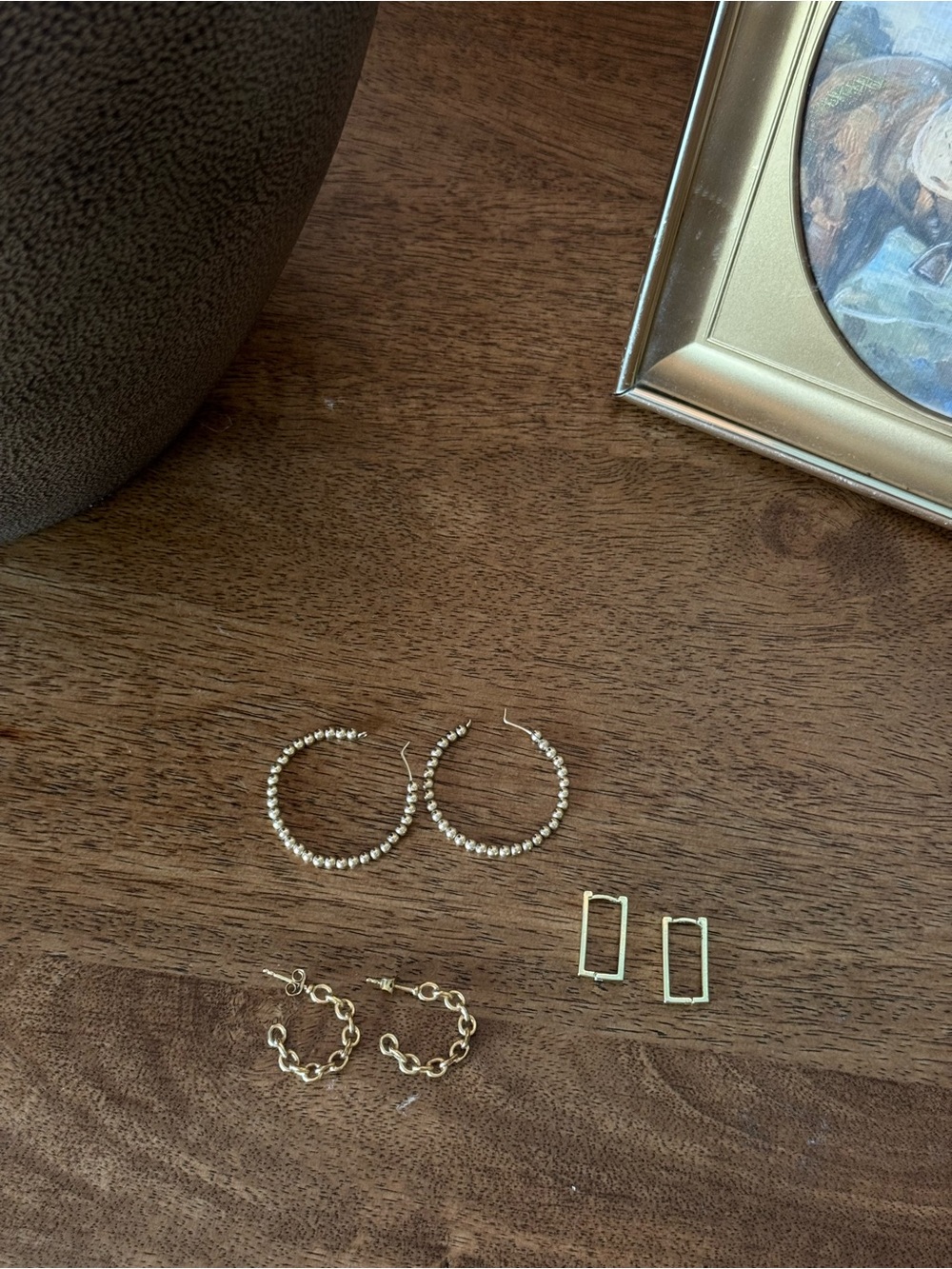 Gold Hoop & Chain Earring Set - 3 Pair Pack
